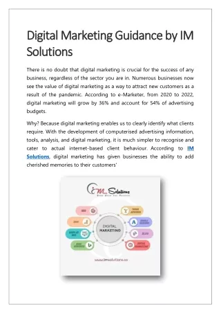 Digital Marketing Guidance by IM Solutions