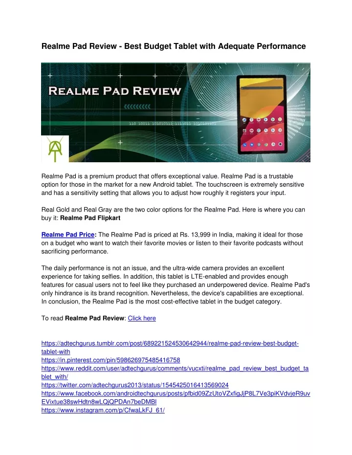 realme pad review best budget tablet with