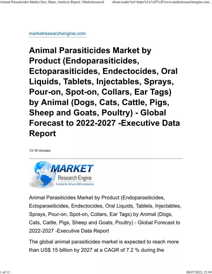 animal parasiticides market size share analysis