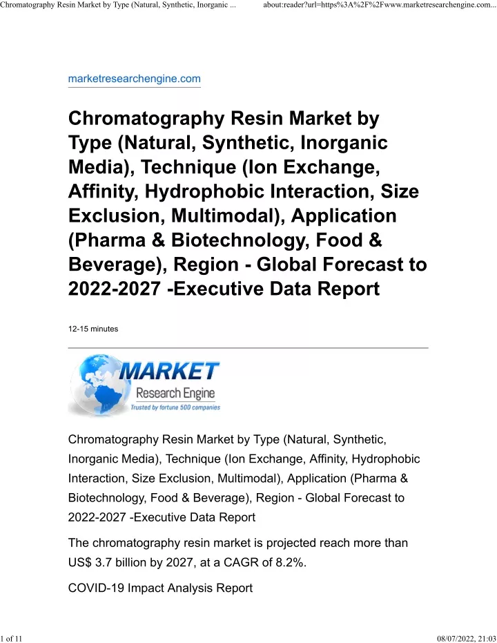 chromatography resin market by type natural