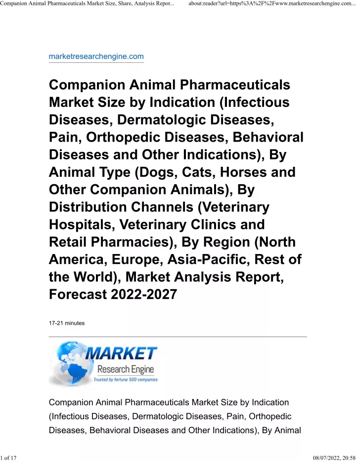 companion animal pharmaceuticals market size