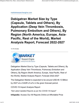 dabigatran market size share analysis report