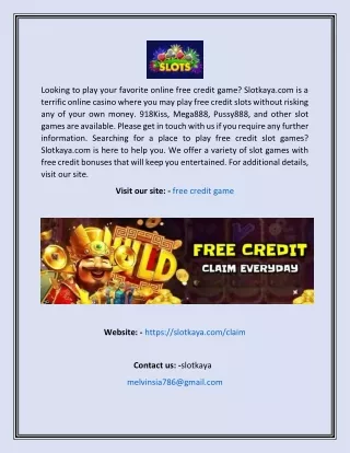 Free Credit Game  Slotkaya.com