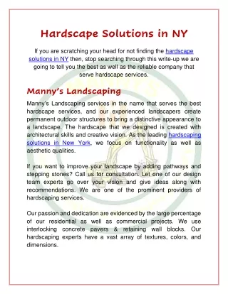 Hardscape Solutions In NY