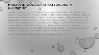 procedure to adjust payroll liabilities in quickbooks