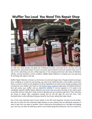 Muffler Too Loud  You Need This Repair Shop