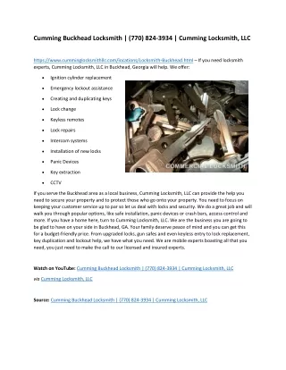 Cumming Buckhead Locksmith | (770) 824-3934 | Cumming Locksmith, LLC