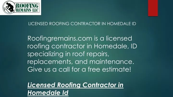 licensed roofing contractor in homedale id