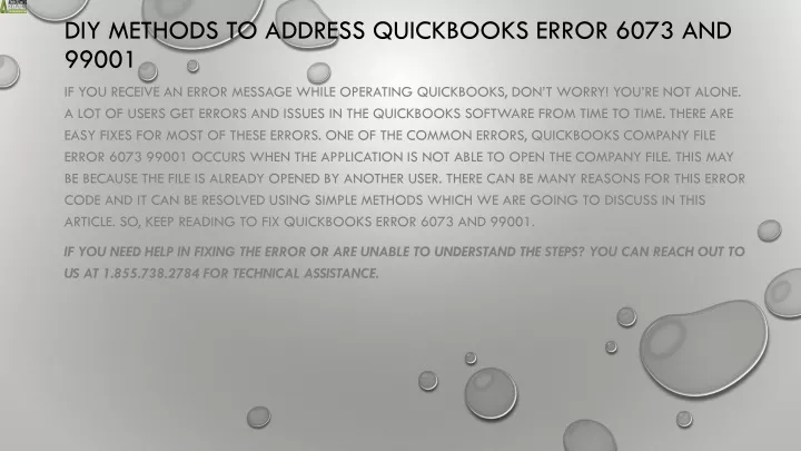 diy methods to address quickbooks error 6073 and 99001