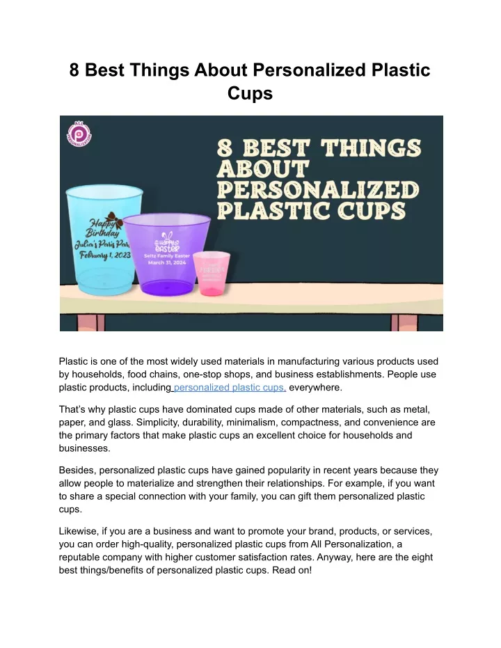 8 best things about personalized plastic cups