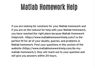 Matlab Homewok Help