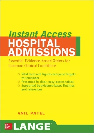 DOWNLOAD LANGE Instant Access Hospital Admissions Essential Evidence Based