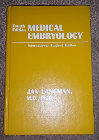 EBOOK Medical embryology