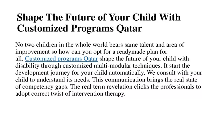 shape the future of your child with customized programs qatar