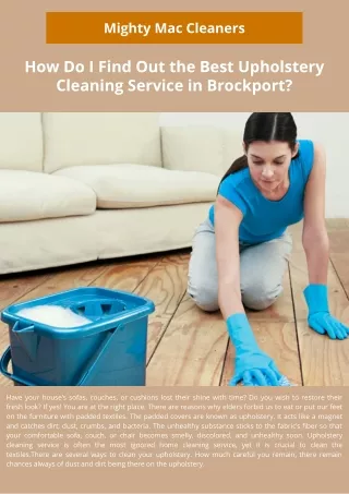 How Do I Find Out the Best Upholstery Cleaning Service in Brockport?