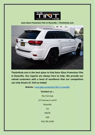 Auto Glass Protection Film In Roseville | Thetinthub.com