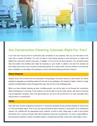 Are Construction Cleaning Colorado Right For You