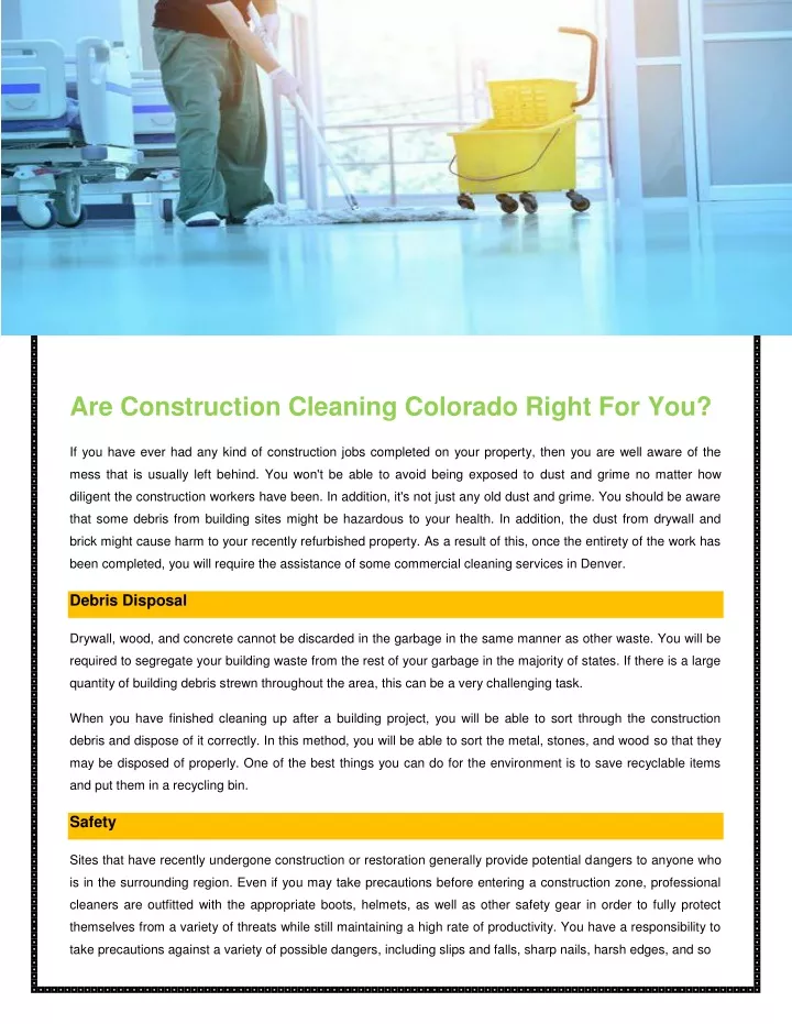 are construction cleaning colorado right