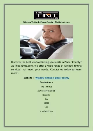 Window Tinting In Placer County | Thetinthub.com