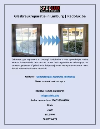 Glasbreukreparatie in Limburg  Radolux.be