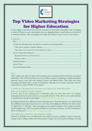 Top Video Marketing Strategies for Higher Education