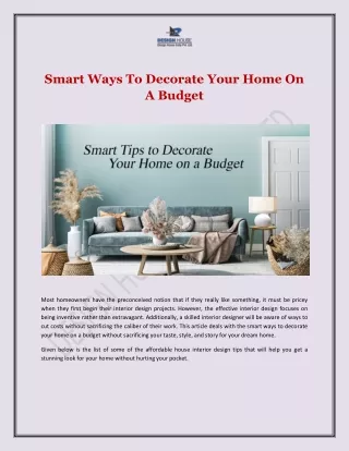 Smart Ways To Decorate Your Home On A Budget