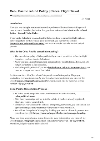 cebu pacific refund policy cancel flight ticket