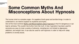 Some Common Myths And Misconceptions About Hypnosis