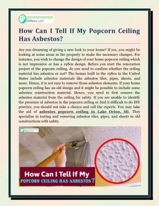 How Can I Tell If My Popcorn Ceiling Has Asbestos