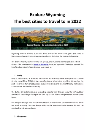 Explore Wyoming  the best cities to travel to in 2022
