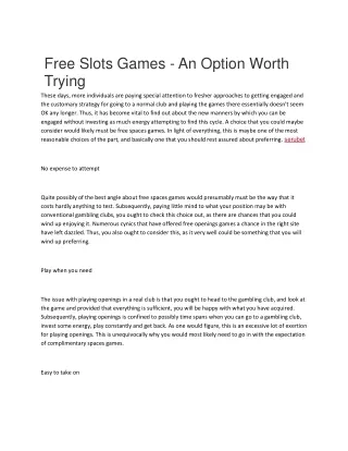 free slots games an option worth trying