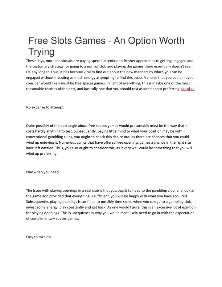 free slots games an option worth trying