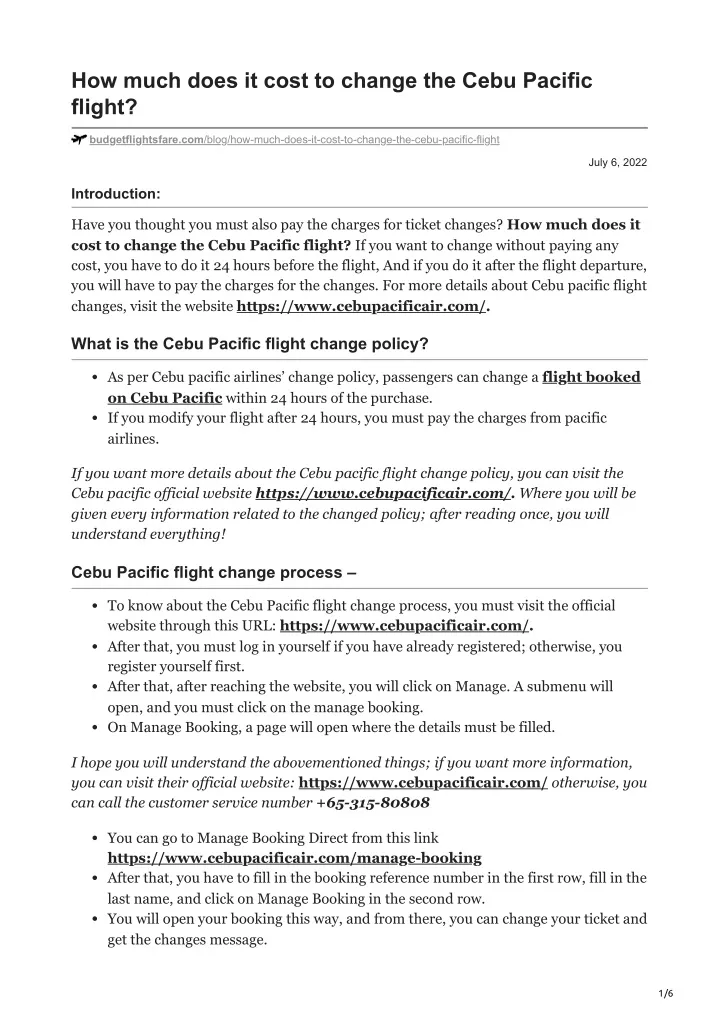 how much does it cost to change the cebu pacific