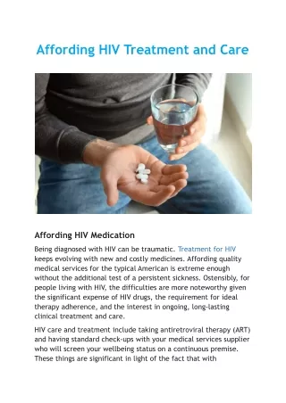 HIV Treatment, Medication and Care