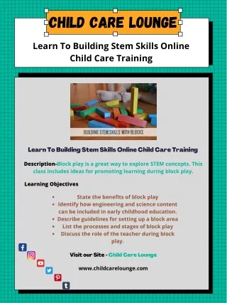 Learn To Building Stem Skills Online Child Care Training