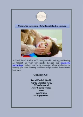 Cosmetic tattooing | totalfacialstudio.com.au