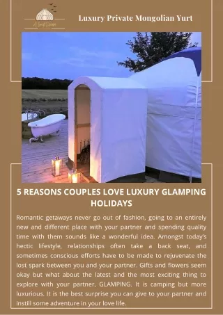5 Reasons Couples Love Luxury Glamping Holidays