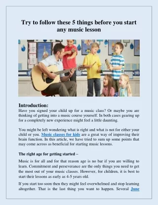 Try to follow these 5 things before you start any music lesson