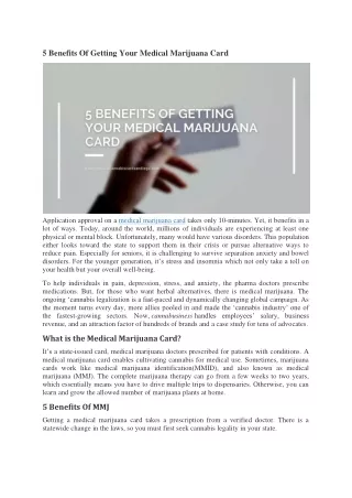 5 Benefits Of Getting Your Medical Marijuana Card