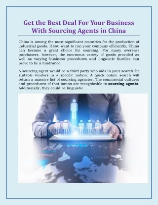 Get The Best Deal For Your Business With Sourcing Agents in China