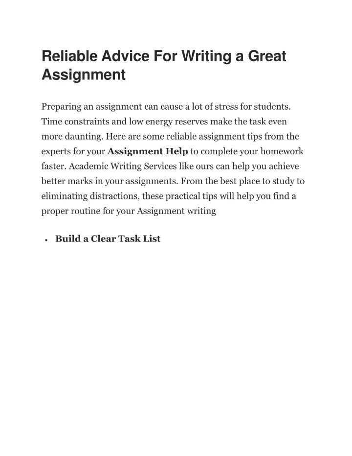 reliable assignment writing