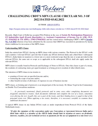 challenging cbdt s mfn clause circular