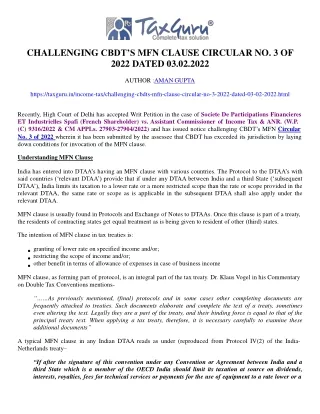 challenging cbdt s mfn clause circular