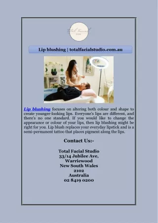 Lip blushing | totalfacialstudio.com.au