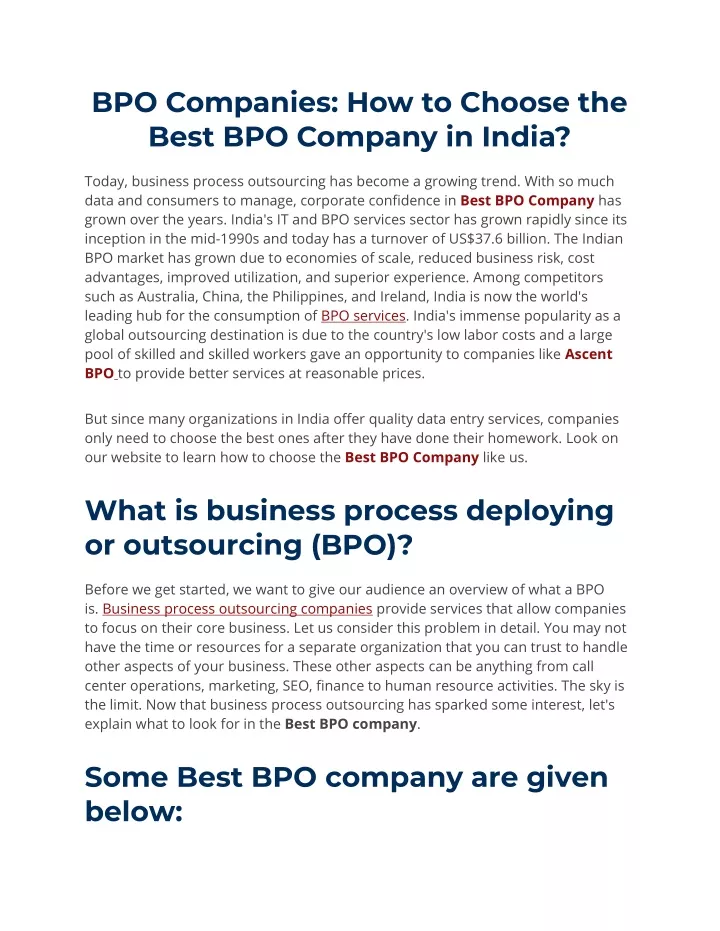 bpo companies how to choose the best bpo company