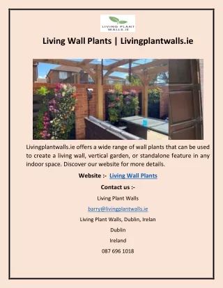 Living Wall Plants  Livingplantwalls.ie