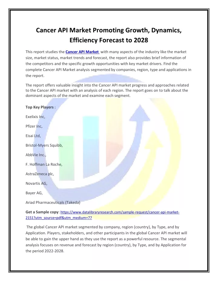 cancer api market promoting growth dynamics