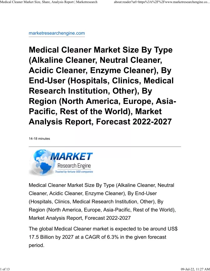 medical cleaner market size share analysis report