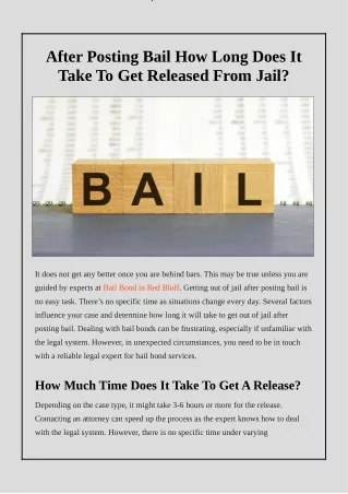 After Posting Bail How Long Does It Take To Get Released From Jail?