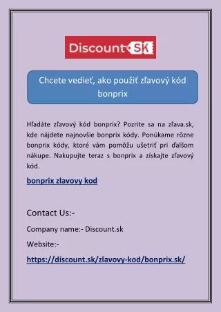 Chcete vedieť, ako použiť zľavový kód bonprix